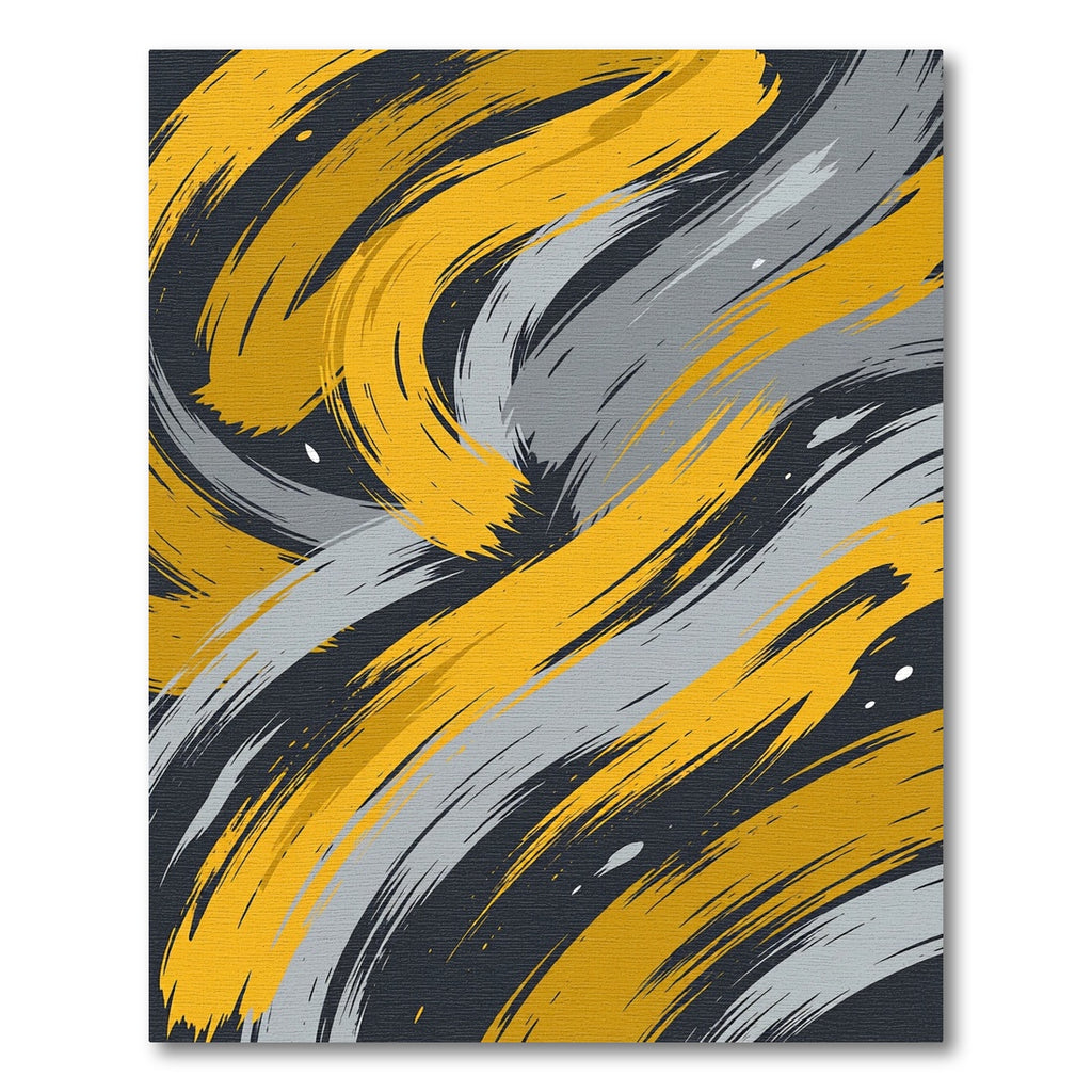 Yellow Gray Swirling Strokes Rug