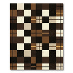 Modern Earthy Tone Geometric Checkered Rug