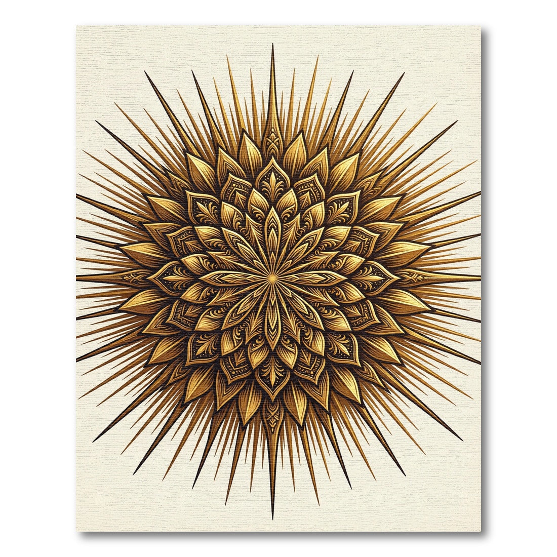 Gilded Bloom Starburst Mandala Rug
