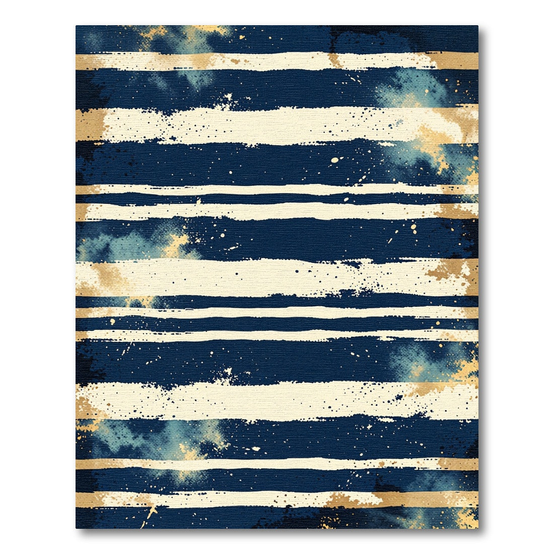 Navy Gold Textured Stripe Rug
