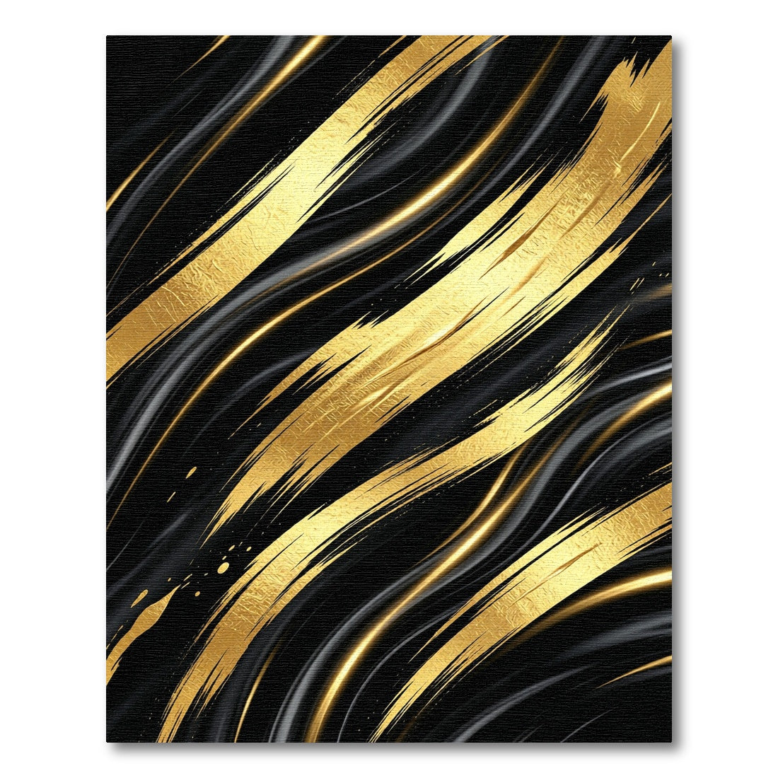 Luxury Black Gold Abstract Fluid Flow Rug