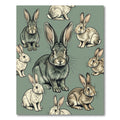 Charming Sage Green Woodland Rabbit Rug
