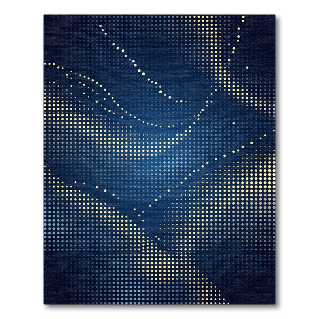 Cosmic Golden Polka Dot Blue Wave Rug