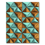 Geometric Teal and Copper 3D Pyramid Rug
