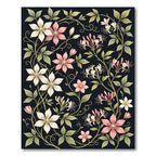 Pink White Floral Vine Garden Rug