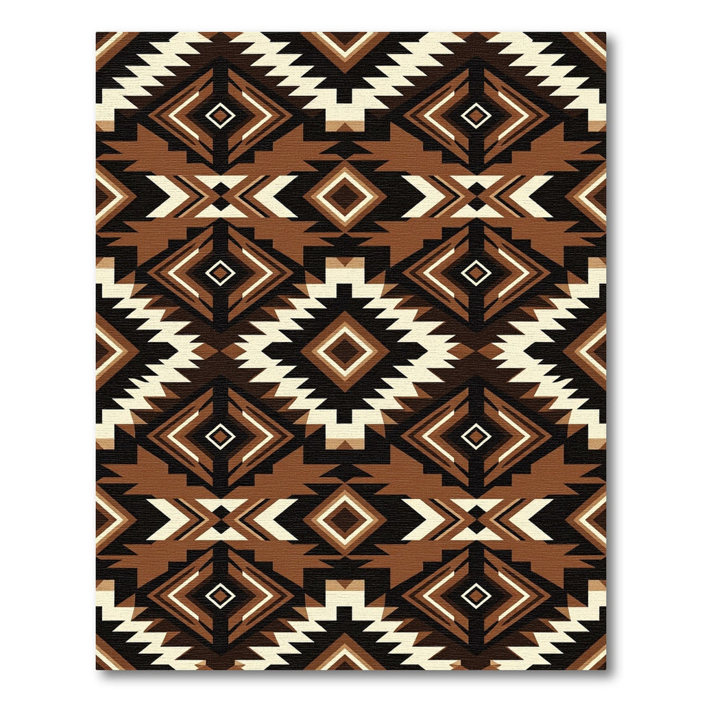 Earthy Brown Geometric Diamond Navajo Rug