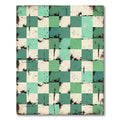 Aqua Teal Grungy Checkered Squares Rug