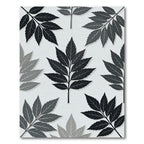 Minimalist Monochrome Botanical Leaf Arrangement Rug