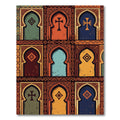 Arched Terracotta Blue Medallion Cross Rug