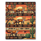 Sunset Desert Fox Geometric Border Rug