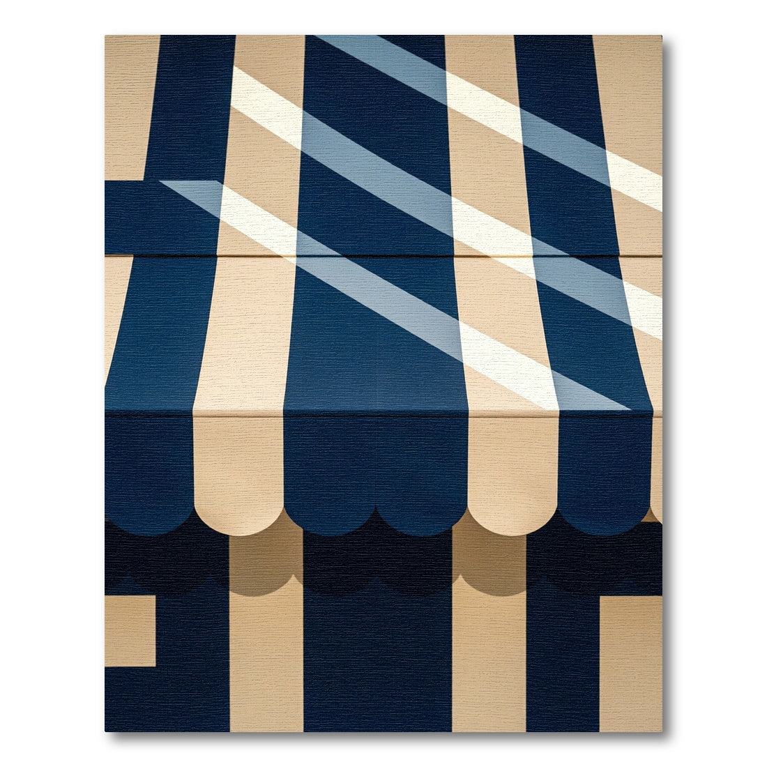 Modern Navy and Beige Striped Rug