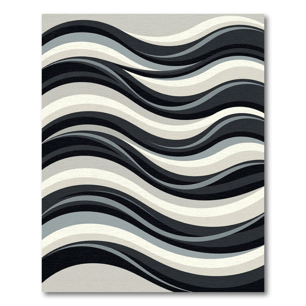 Monochromatic Wavy Striped Accent Rug