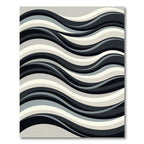 Monochromatic Wavy Striped Accent Rug