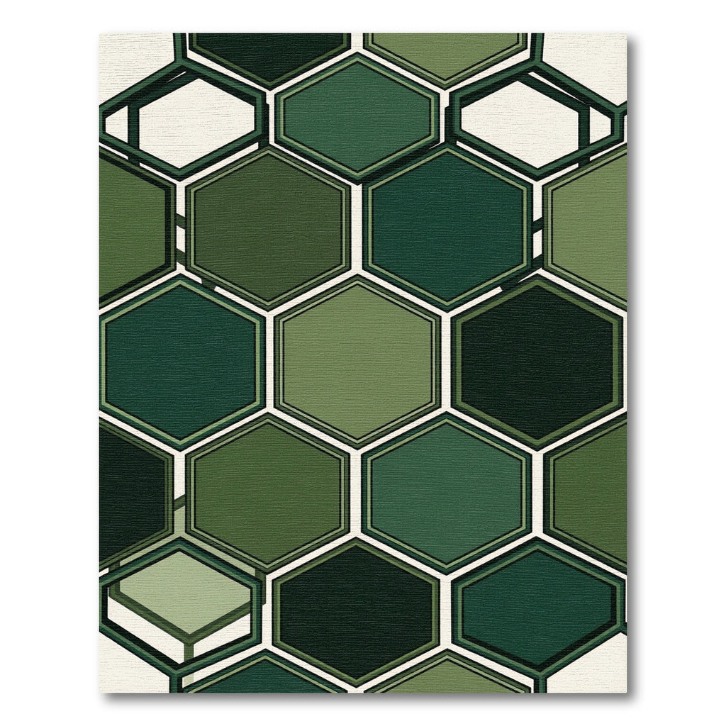 Modern Emerald Geometric Hexagon Rug