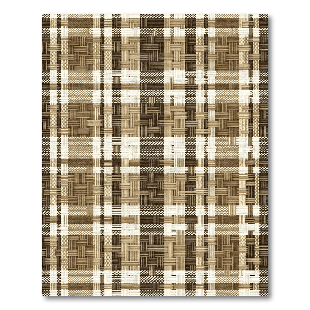 Earth Tone Woven Plaid Basketweave Rug