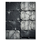 Grayscale Cracked Concrete Blocks Rug
