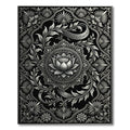 Monochromatic Silver Floral Lotus Medallion Rug