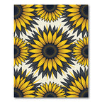 Vibrant Golden Sunflower Floral Medallion Rug