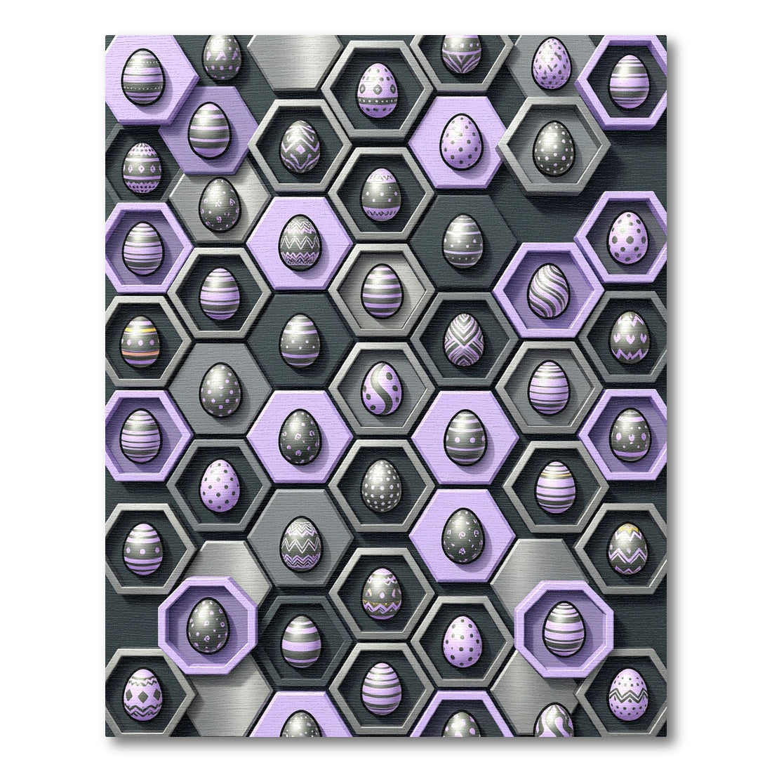 Modern Lavender Hexagonal Geometric Easter Egg Rug