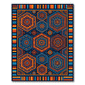 Vibrant Orange and Blue Hexagon Geometric Rug