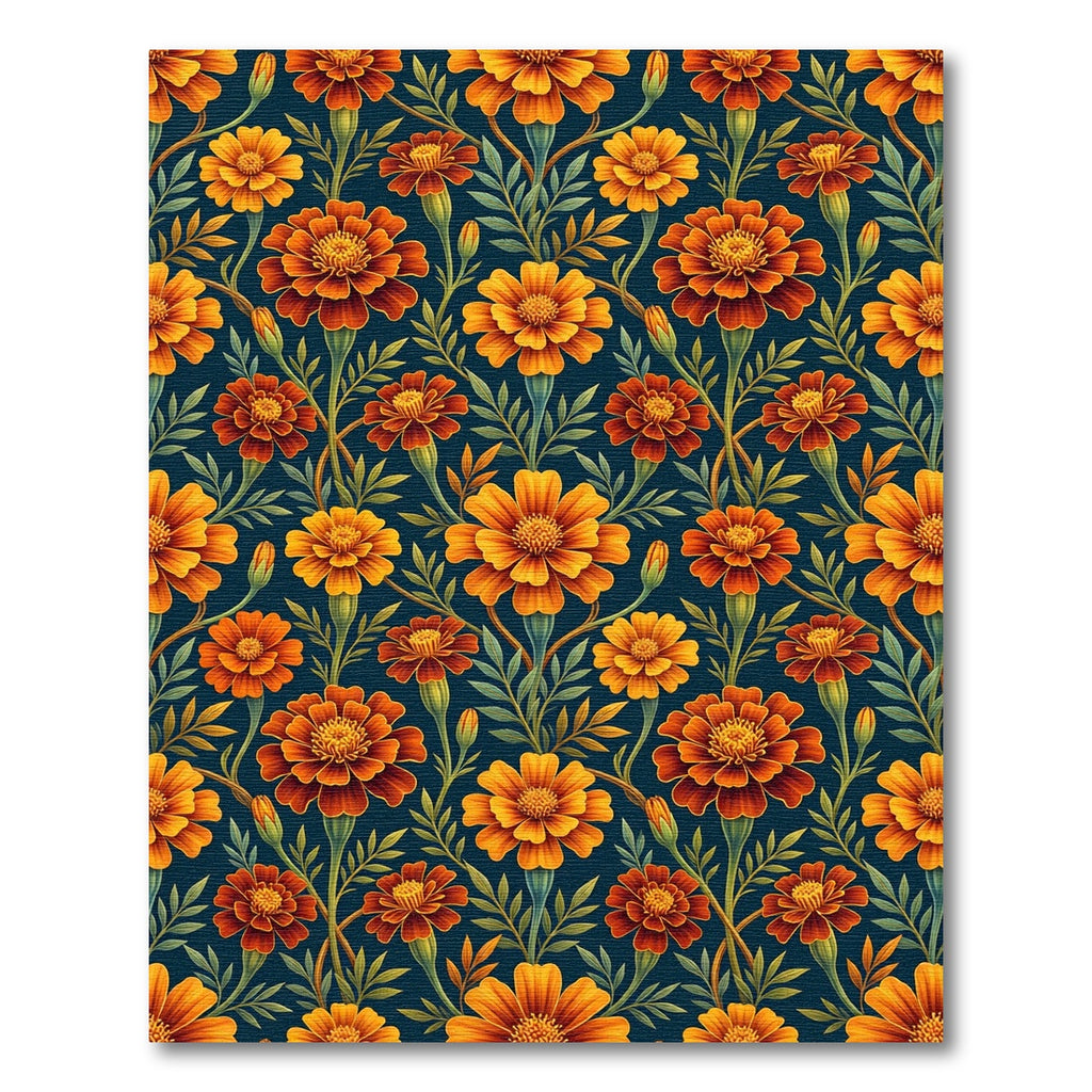 Fiery Orange Marigold Floral Garland Rug
