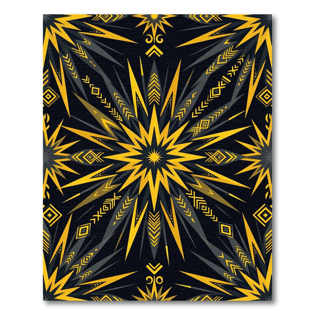 Geometric Gold Black Radiant Starburst Rug
