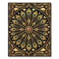 Golden Peacock Feather Mandala Medallion Rug