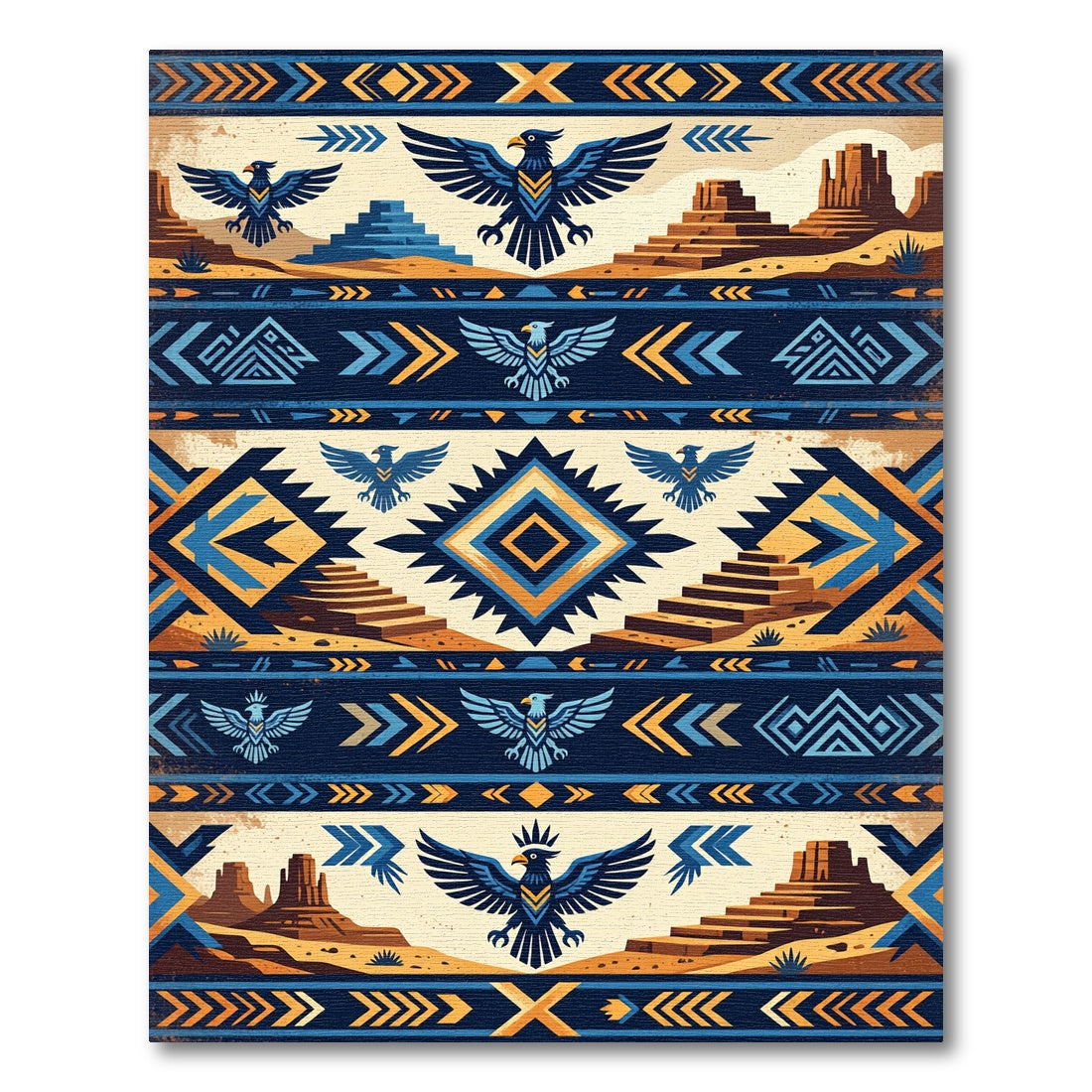 Majestic Eagle Desert Geometric Rug