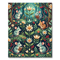 Whimsical Forest Mouse Floral Tale Rug