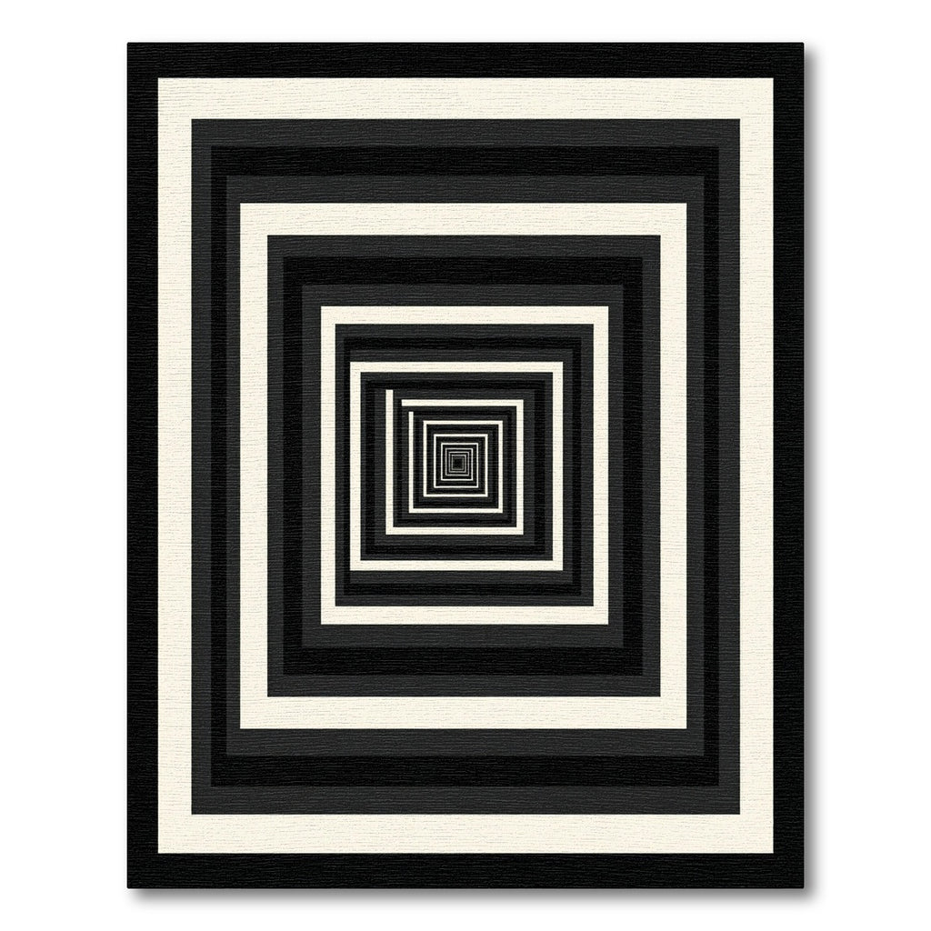 Minimalist Black and White Monochromatic Square Tunnel Rug