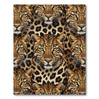 Bold Golden Leopard Face Mosaic Rug