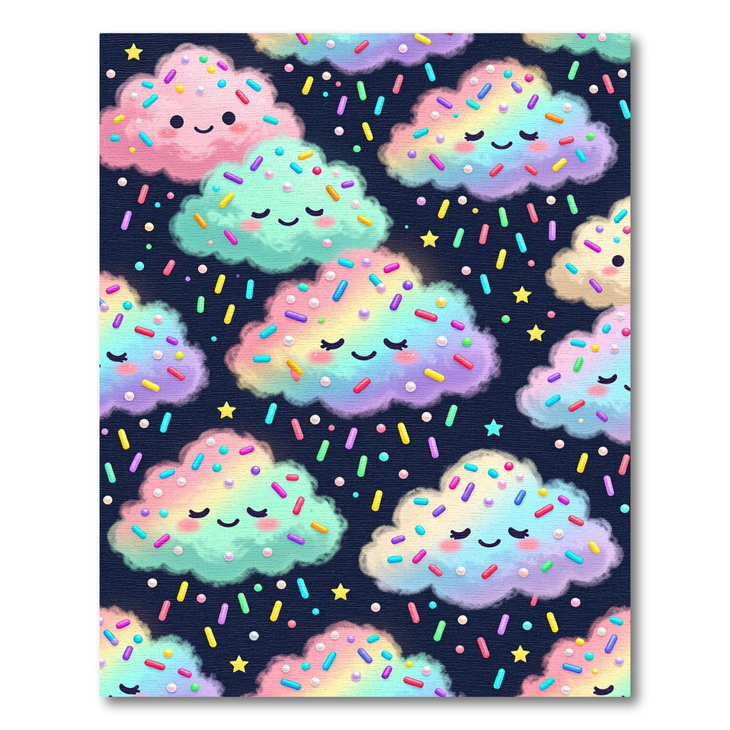 Whimsical Rainbow Cloud Pastel Sprinkle Sky Rug