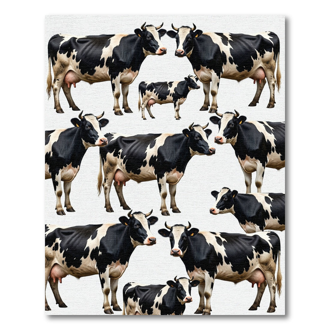 Monochromatic Black and White Holstein Cow Herd Rug