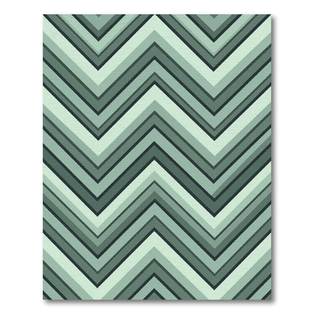 Sage Green Chevron Layered Lines Rug