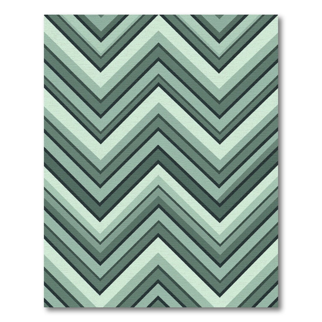 Sage Green Chevron Layered Lines Rug
