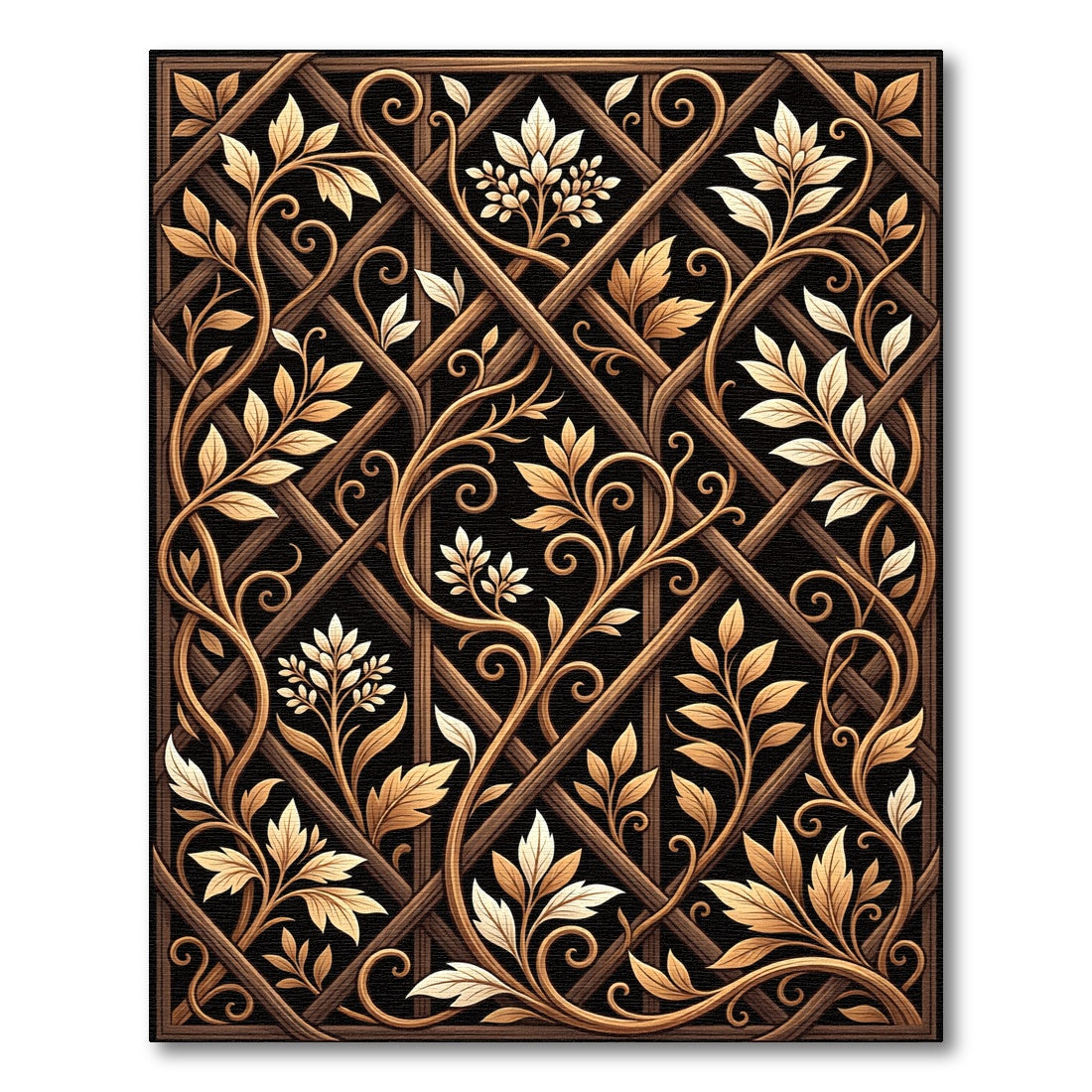 Gilded Trellis Leafy Vine Rug