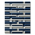 Navy and White Geometric Layered Block Rug