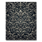 Antique Silver Scrollwork Floral Rug
