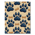 Playful Blue Paw and Bone Illustration Rug