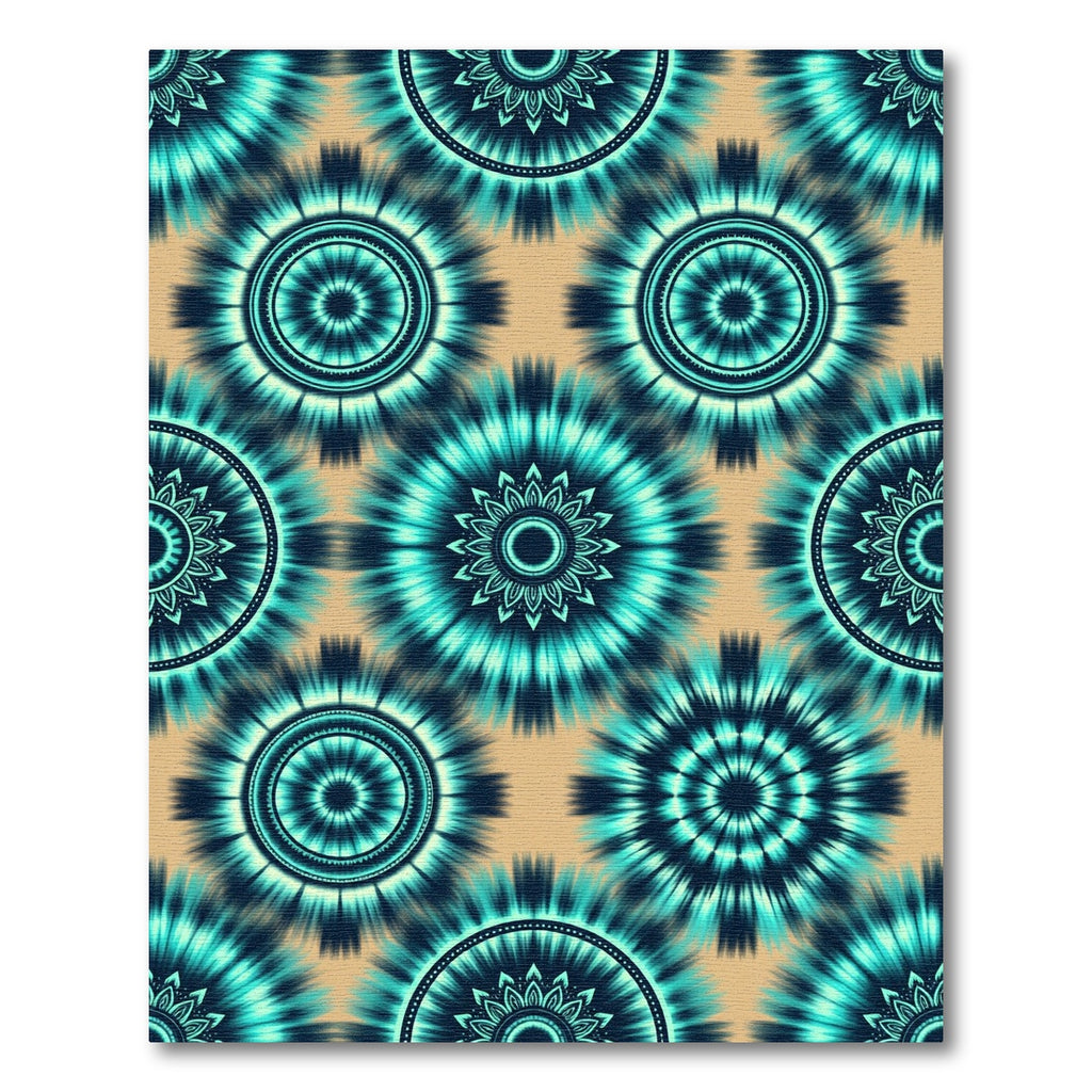 Radiant Teal Celestial Sunburst Mandala Rug