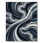 Abstract Monochrome Swirling Smoke Wave Rug