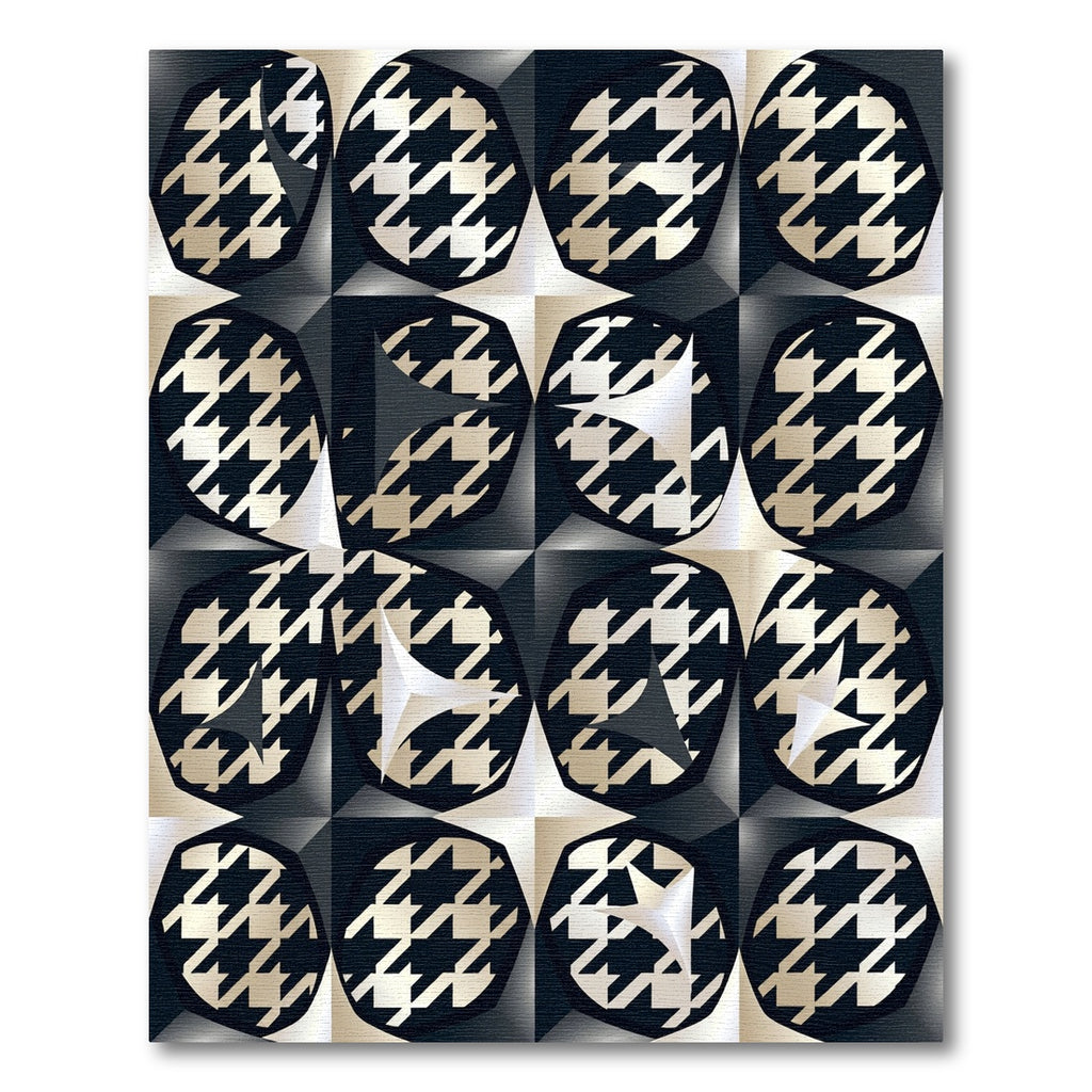 Monochrome Geometric Houndstooth Abstract Art Rug