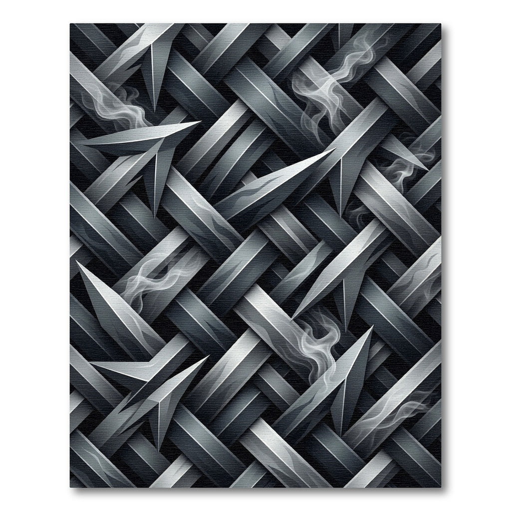 Smoky Metallic Interwoven Blade Lattice Rug