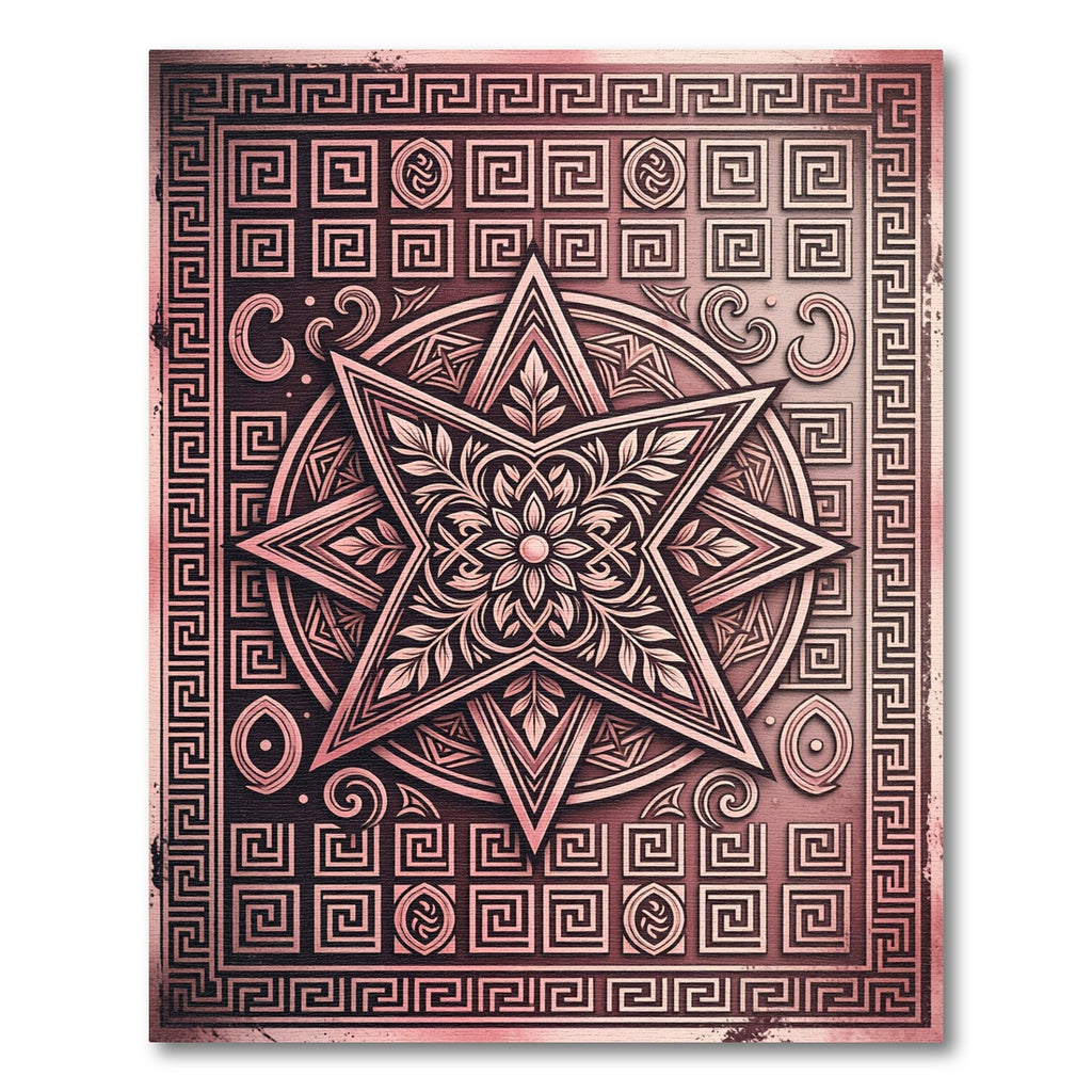 Vintage Rose Star Medallion Bordered Rug