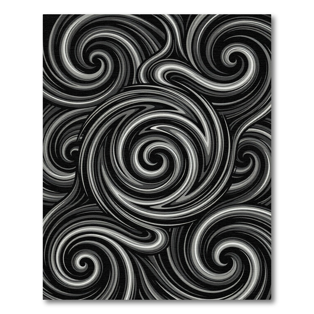 Monochrome Swirl Line Art Rug