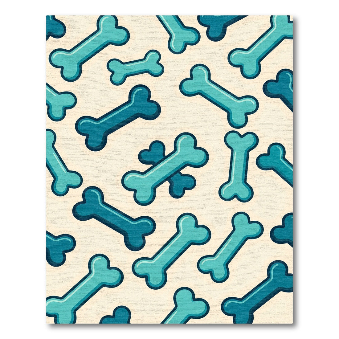 Playful Teal Bone Scatter Rug