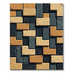 Textured Brickwork Geometric Brown Gray Rug