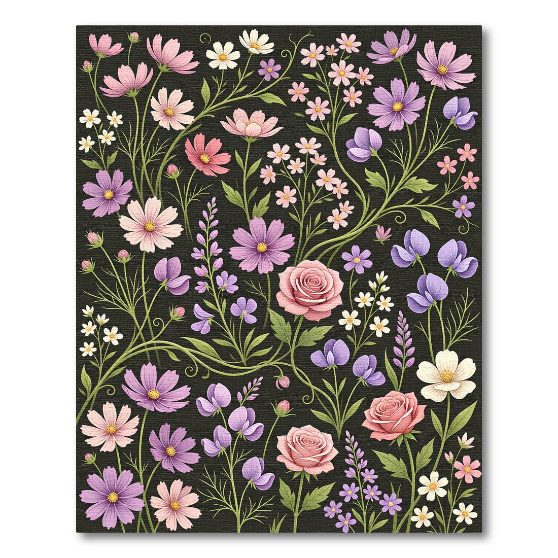 Pink Lavender Floral Garden Garland Rug
