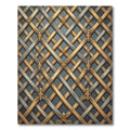 Ornate Golden Lattice Silver Plaid Rug