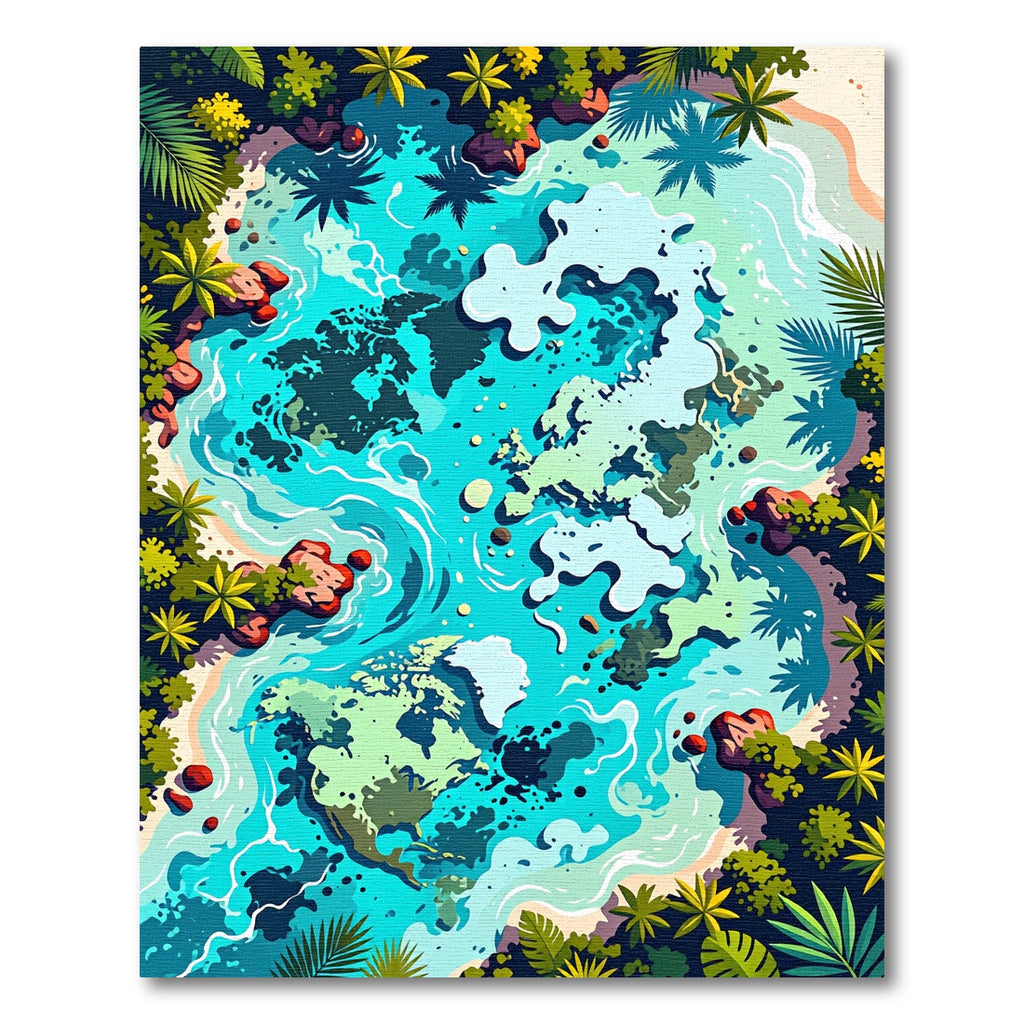 Tropical World Map Azure Ocean Rug